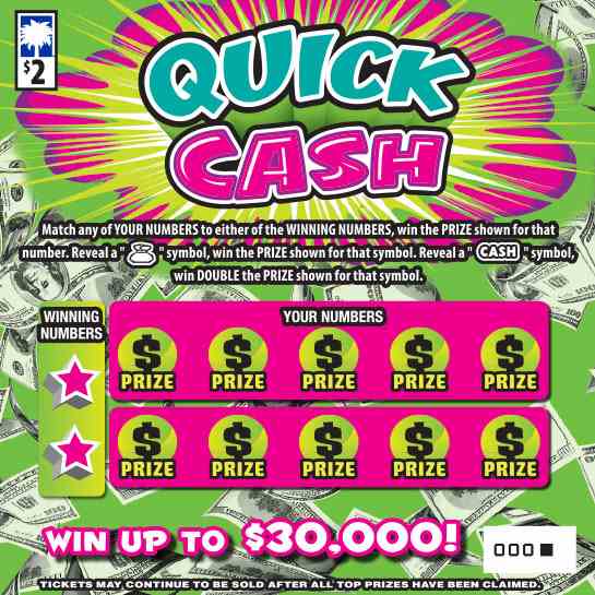 Quick Cash scratchcard - game number #1647 - front