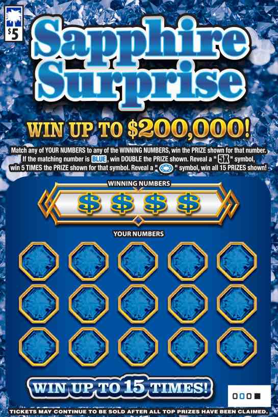 Sapphire Surprise scratchcard - game number #1649 - front