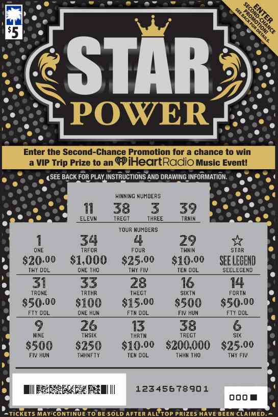 Star Power scratchcard - game number #1668 - front-scratched