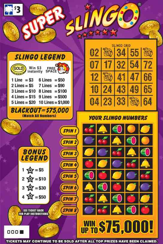 Super Slingo® scratchcard - game number #1627 - front