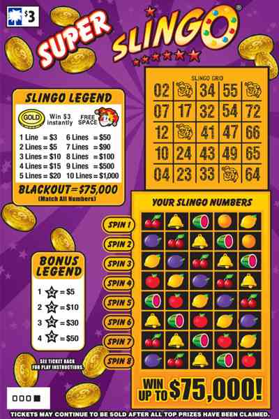 Super Slingo® scratchcard - game number #1627 - front
