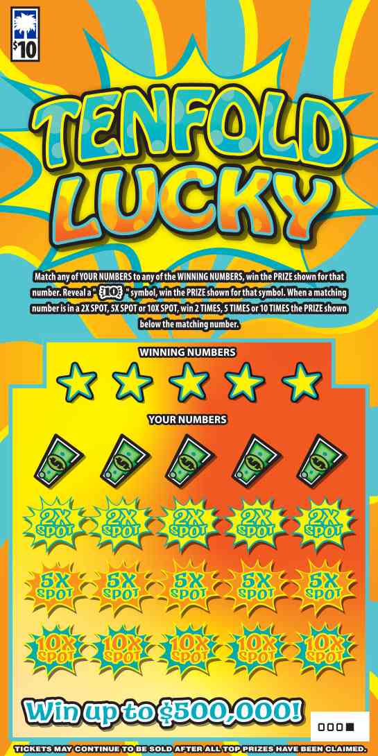 Tenfold Lucky scratchcard - game number #1680 - front