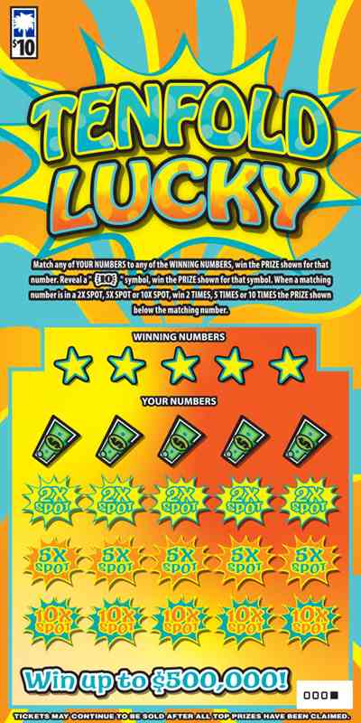 Tenfold Lucky scratchcard - game number #1680 - front