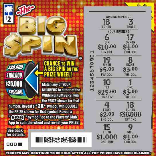 The Big $Pin scratchcard - game number #1589 - front-scratched