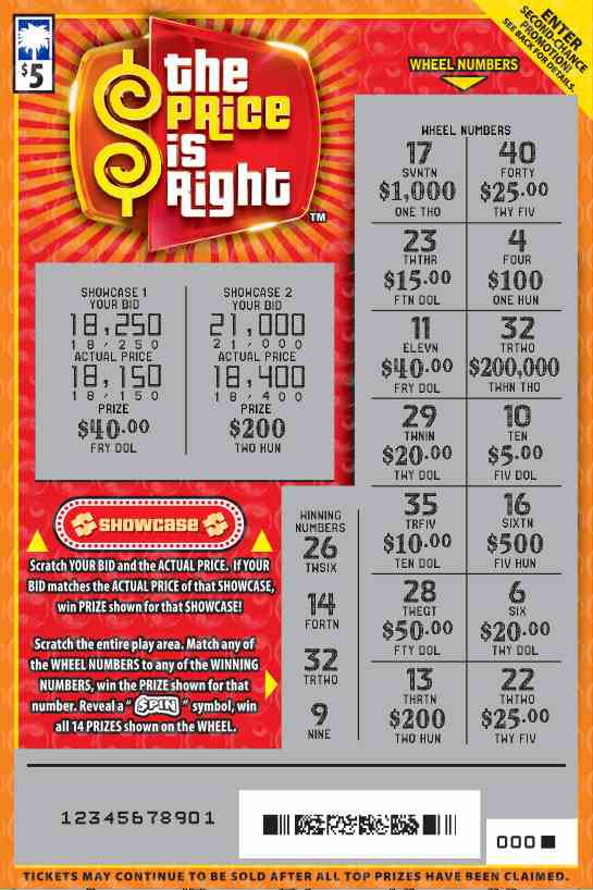 The Price Is Right scratchcard - game number #1688 - front-scratched