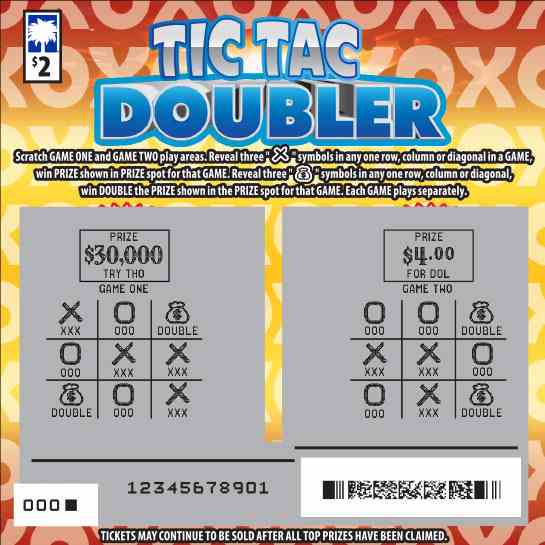 Tic Tac Doubler scratchcard - game number #1675 - front-scratched