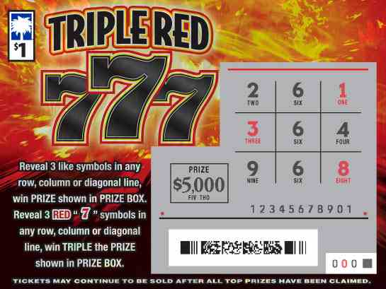 Triple Red 777 scratchcard - game number #1695 - front-scratched