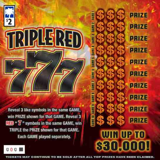 Triple Red 777 scratchcard - game number #1696 - front