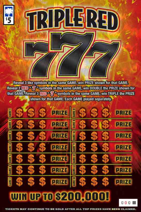 Triple Red 777 scratchcard - game number #1697 - front