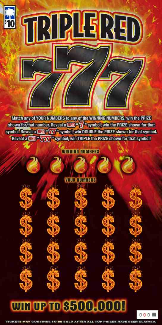 Triple Red 777 scratchcard - game number #1698 - front