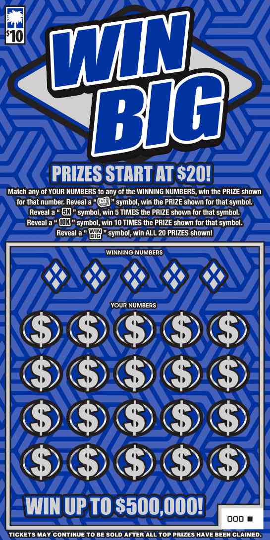 Win Big scratchcard - game number #1629 - front