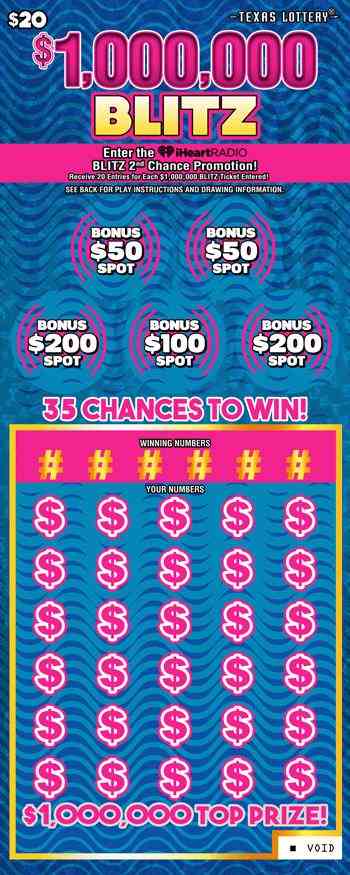 $1,000,000 Blitz scratchcard - game number #2621 - front