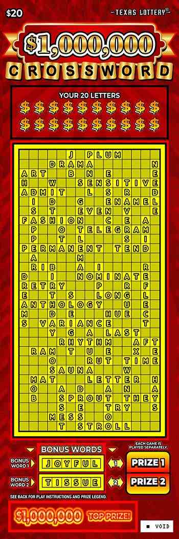 $1,000,000 Crossword scratchcard - game number #2753 - front