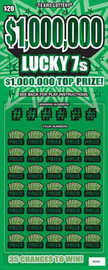 $1,000,000 Lucky 7S scratchcard - game number #2596 - front