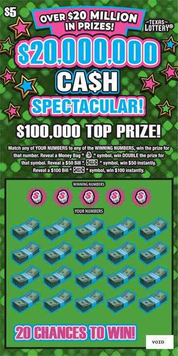 $20,000,000 Ca$h Spectacular! scratchcard - game number #2480 - front