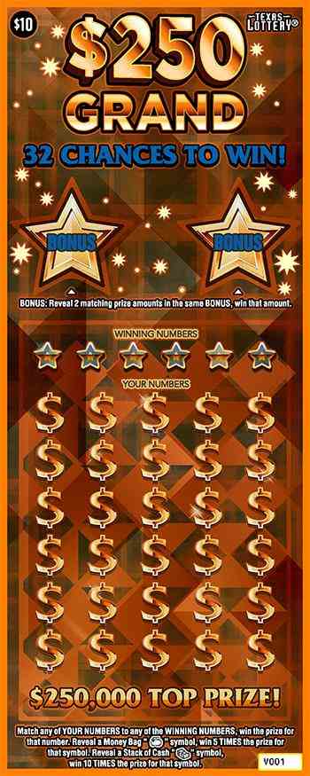 $250 Grand scratchcard - game number #2474 - front