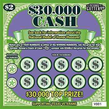 $30,000 Cash scratchcard - game number #2634 - front
