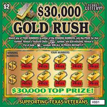 $30,000 Gold Rush scratchcard - game number #2686 - front