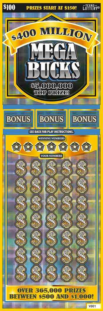 $400 Million Mega Bucks scratchcard - game number #2588 - front