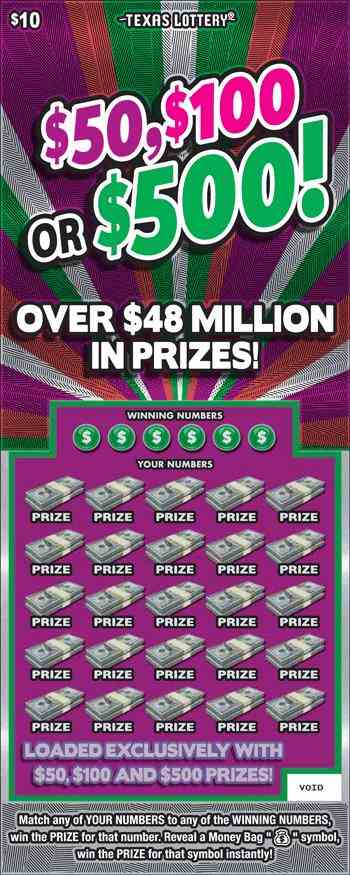 $50, $100 or $500! scratchcard - game number #2560 - front