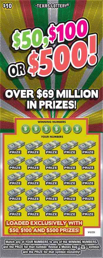 $50, $100 Or $500! scratchcard - game number #2637 - front