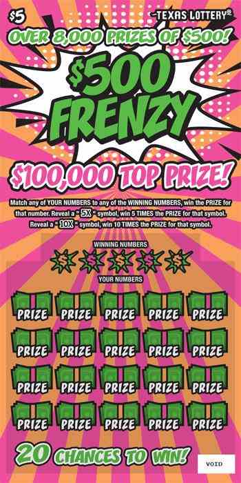 $500 Frenzy scratchcard - game number #2572 - front