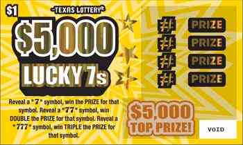 $5,000 Lucky 7S scratchcard - game number #2593 - front