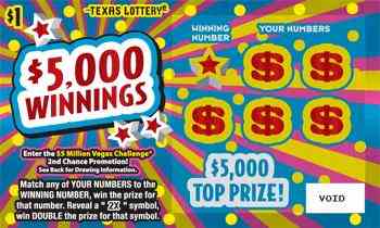 $5,000 Winnings scratchcard - game number #2519 - front