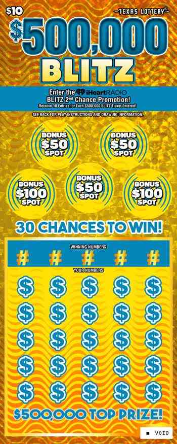 $500,000 Blitz scratchcard - game number #2620 - front