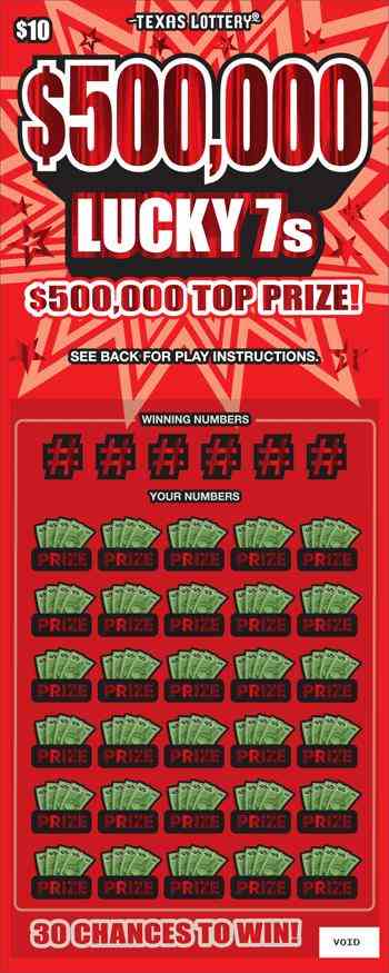 $500,000 Lucky 7S scratchcard - game number #2595 - front