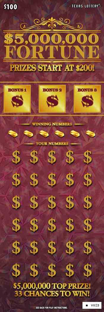 $5,000,000 Fortune scratchcard - game number #2665 - front