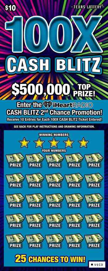 100X Cash Blitz scratchcard - game number #2464 - front