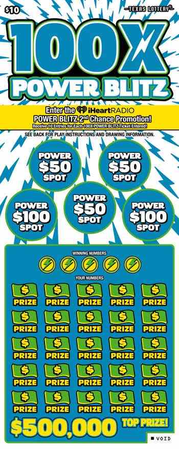 100X Power Blitz scratchcard - game number #2544 - front