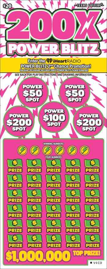 200X Power Blitz scratchcard - game number #2545 - front