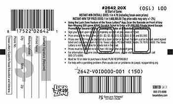 20X scratchcard - game number #2642 - back