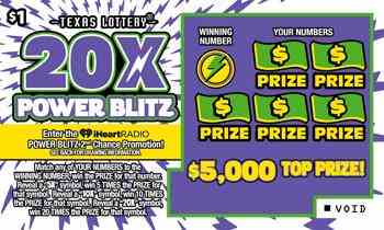 20X Power Blitz scratchcard - game number #2541 - front