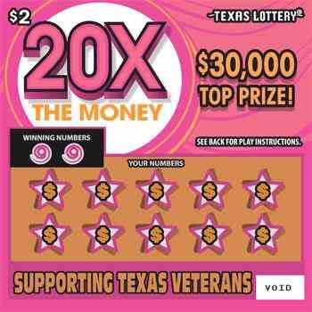 20X The Money scratchcard - game number #2646 - front