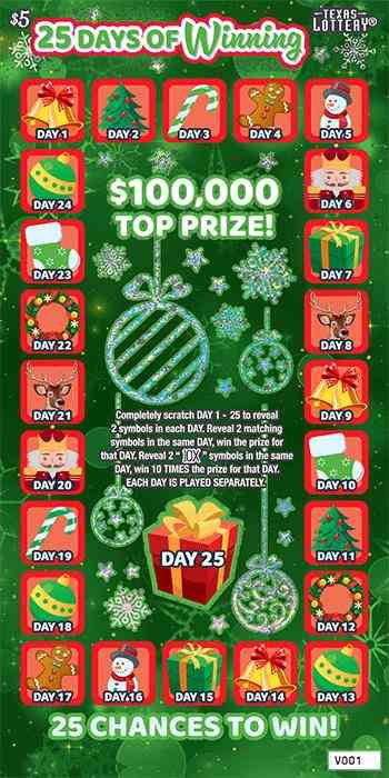 25 Days Of Winning scratchcard - game number #2606 - front