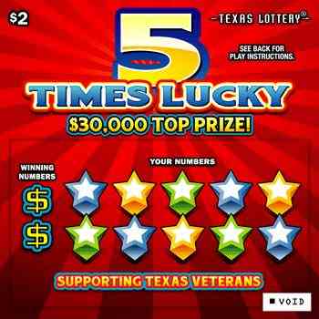 5 Times Lucky scratchcard - game number #2539 - front