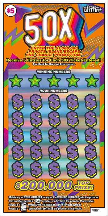 50X scratchcard - game number #2643 - front