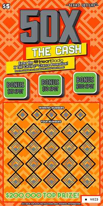 50X The Cash scratchcard - game number #2712 - front