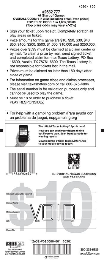 777 scratchcard - game number #2632 - back