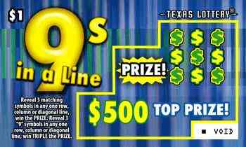 9S In A Line scratchcard - game number #2710 - front