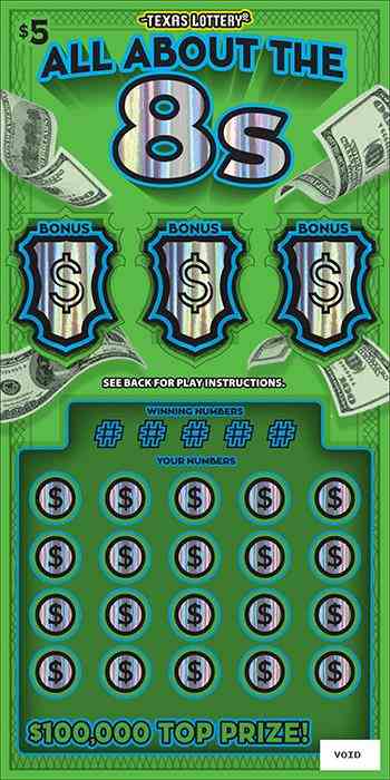 All About The 8S scratchcard - game number #2727 - front