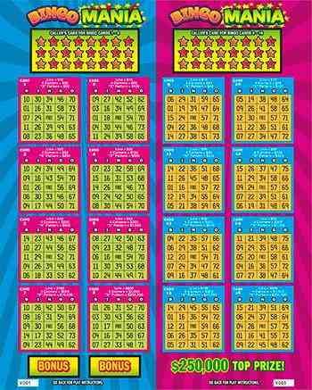 Bingo Mania scratchcard - game number #2578 - front