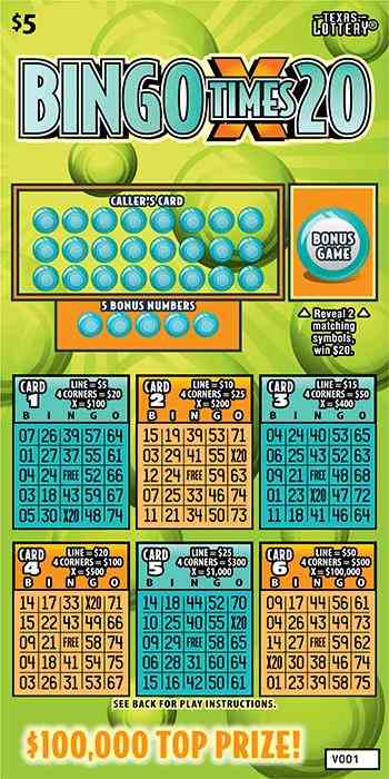 Bingo Times 20 scratchcard - game number #2502 - front