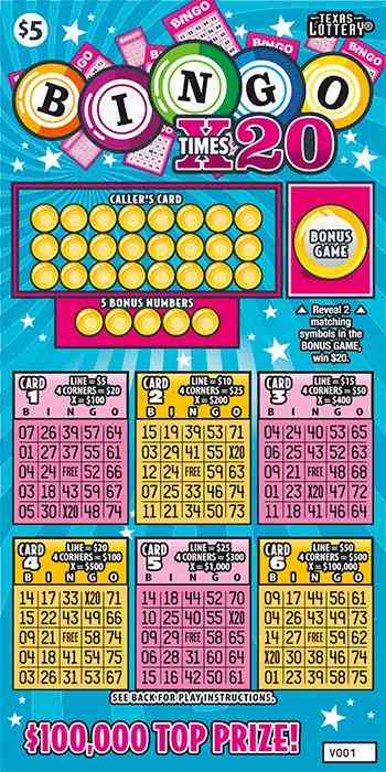 Bingo Times 20 scratchcard - game number #2584 - front