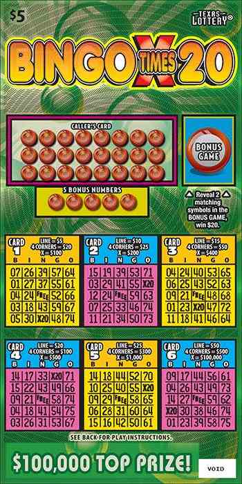 Bingo Times 20 scratchcard - game number #2667 - front