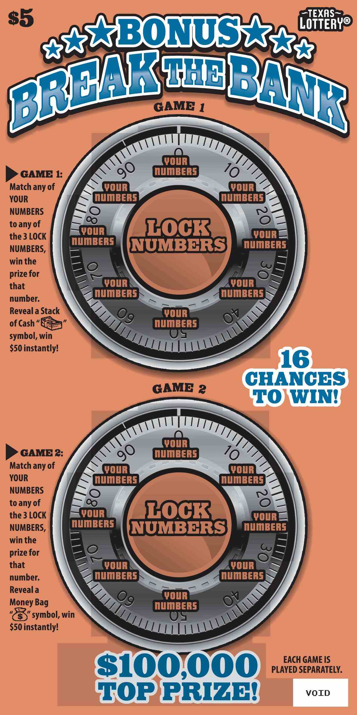 Bonus Break The Bank scratchcard - game number #2430 - front