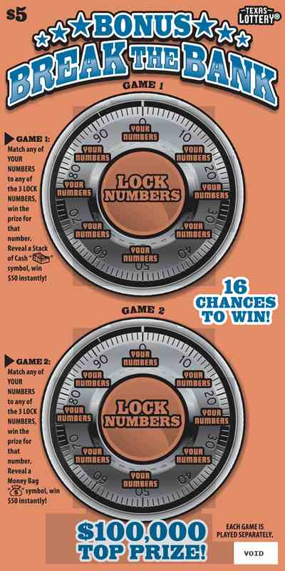 Bonus Break The Bank scratchcard - game number #2430 - front